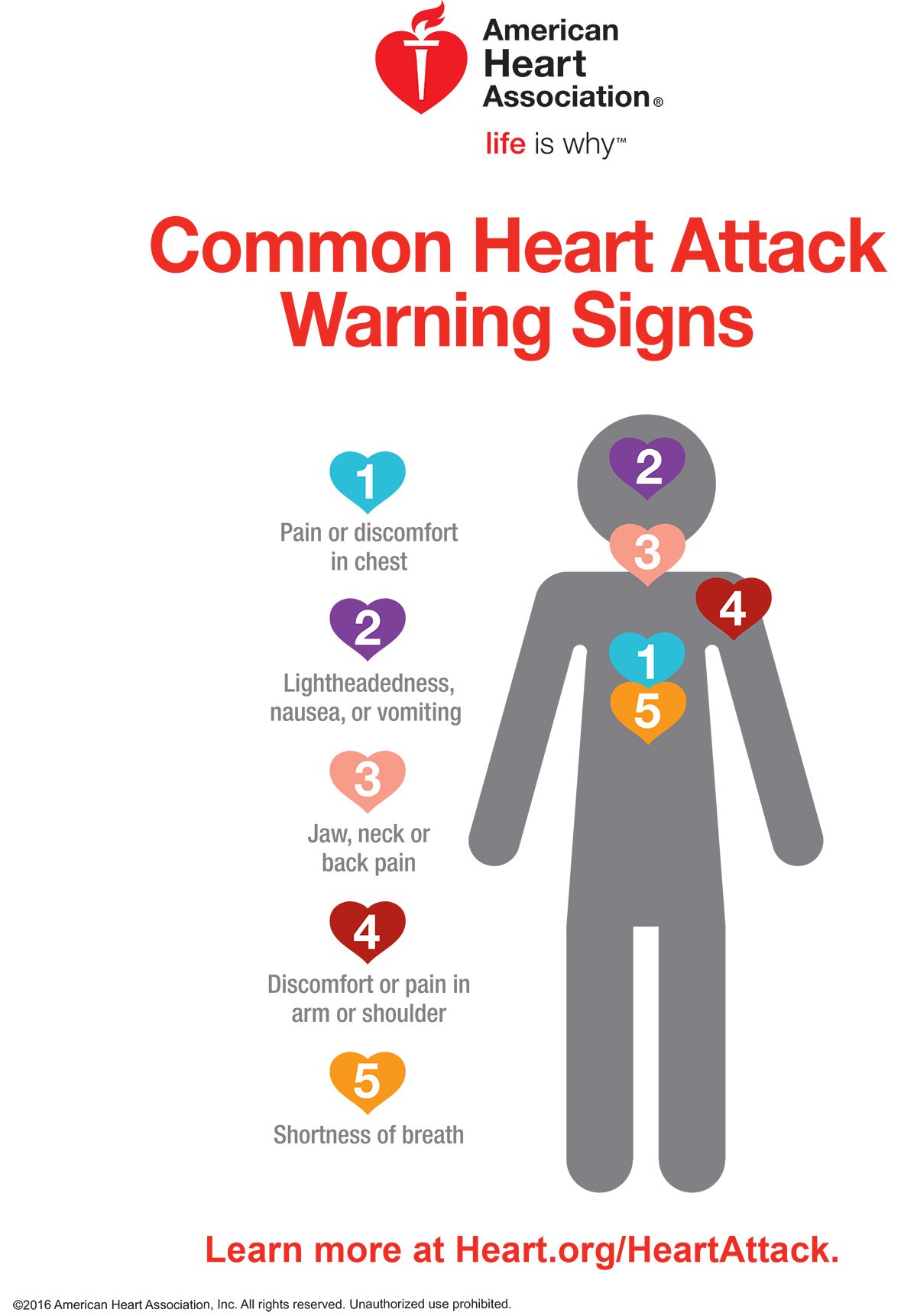 Common Heart Attack warning signs infographic